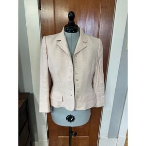 LAUREN Ralph Lauren Blazer‎ Soft Blush Linen Blend Button Tailored Jacket 8P